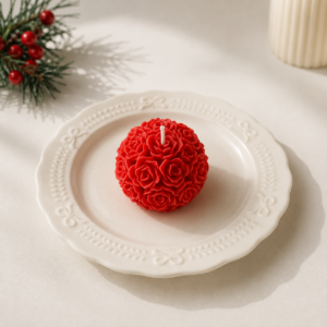Handcrafted Rose Bloom Ball Soy Wax Candle